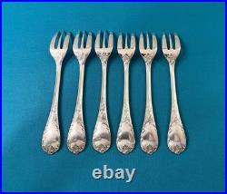 NEUF 6 fourchettes a gâteaux CHRISTOFLE modèle MARLY métal argenté 15,5 cm 1