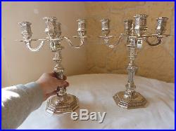 Paire de candélabres chandelier Christofle en métal argenté modèle Dupérier n742