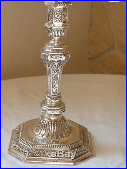Paire de candélabres chandelier Christofle en métal argenté modèle Dupérier n742