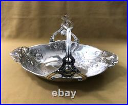Panière / corbeille ART NOUVEAU modèle PAVOTS métal argenté GALLIA CHRISTOFLE