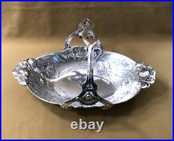 Panière / corbeille ART NOUVEAU modèle PAVOTS métal argenté GALLIA CHRISTOFLE