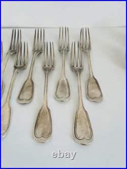 Partie de ménagère Christofle modèle filet, métal argenté monogrammé début XXe