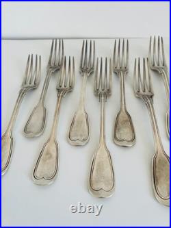 Partie de ménagère Christofle modèle filet, métal argenté monogrammé début XXe