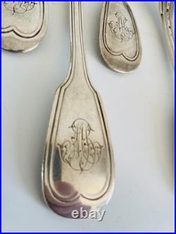 Partie de ménagère Christofle modèle filet, métal argenté monogrammé début XXe