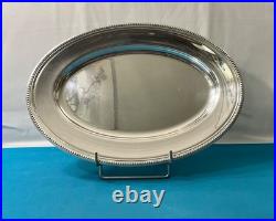 Plat de service CHRISTOFLE modèle PERLES métal argenté 40x28 cm table