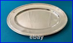 Plat de service CHRISTOFLE modèle PERLES métal argenté 40x28 cm table