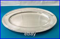 Plat de service ERCUIS modèle PERLES GODRONS métal argenté 48x31 plateau table