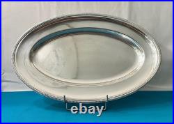 Plat de service ERCUIS modèle PERLES GODRONS métal argenté 48x31 plateau table
