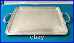 Plateau de service CHRISTOFLE modèle RUBANS CROISÉS métal argenté 52x32 cm