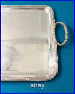 Plateau de service CHRISTOFLE modèle RUBANS CROISÉS métal argenté 52x32 cm