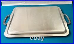 Plateau de service CHRISTOFLE modèle RUBANS CROISÉS métal argenté 52x32 cm
