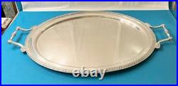 Plateau de service ERCUIS modèle EMPIRE métal argenté plat MALMAISON 60X39cm