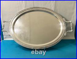Plateau de service ERCUIS modèle EMPIRE métal argenté plat MALMAISON 60X39cm