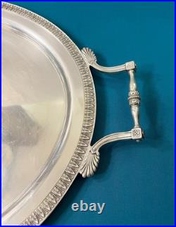 Plateau de service ERCUIS modèle EMPIRE métal argenté plat MALMAISON 60X39cm
