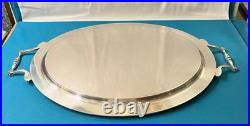Plateau de service ERCUIS modèle EMPIRE métal argenté plat MALMAISON 60X39cm