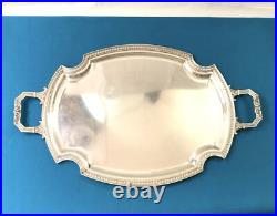 Plateau de service ovale à anses en métal argenté Modèle EMPIRE 52 cm Table Plat