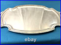 Plateau de service ovale à anses en métal argenté Modèle EMPIRE 52 cm Table Plat
