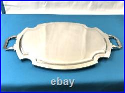 Plateau de service ovale à anses en métal argenté Modèle EMPIRE 52 cm Table Plat