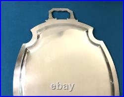 Plateau de service ovale à anses en métal argenté Modèle EMPIRE 52 cm Table Plat