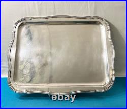 Plateau de service rectangulaire ERCUIS modèle FILET CONTOURS métal argenté plat