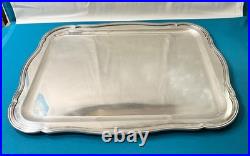 Plateau de service rectangulaire ERCUIS modèle FILET CONTOURS métal argenté plat