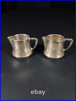 Pots à lait Christofle métal argenté gravés licorne et ancre, modèle institution