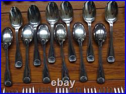 RAVINET D'ENFERT ANCIENNE MENAGERE 61 PCS métal argenté MODELE COQUILLE RAVINET D'ENFERT ANCIENNE MENAGERE 61 PCS métal argenté MODELE COQUILLE
