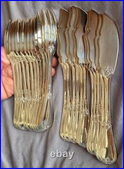 REMY LETANG Ménagère à poisson 12 + 11 = 23 pièces métal argenté modèle empire