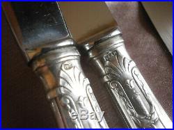 SFAM 12 couteaux à fromage en métal argenté style empire Modèle Couronne laurée