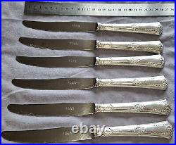 SFAM 12 couteaux de table en métal argenté style empire Modèle Couronne laurée