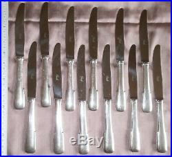 SFAM CHAMBLY 12 couteaux à fromage en métal argenté modèle uniplat / cluny