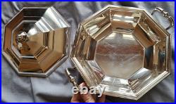 SFAM Grand légumier en métal argenté modèle octogone à gradins