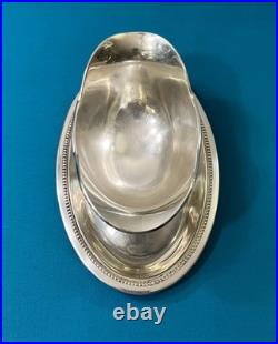 Saucière 2 becs CHRISTOFLE modèle PERLES métal argenté plat service table