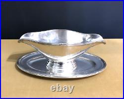 Saucière ERCUIS modèle RUBANS / TRIANON métal argenté Table Couvert Sauce Plat