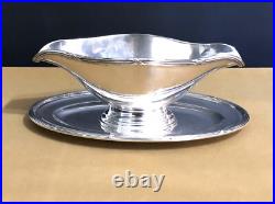 Saucière ERCUIS modèle RUBANS / TRIANON métal argenté Table Couvert Sauce Plat