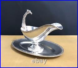 Saucière PHENIX modèle EMPIRE métal argenté Anse tête d'aigle 26,5cm Table Sauce
