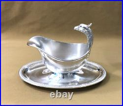 Saucière aigle sur plateau CHRISTOFLE modèle MALMAISON métal argenté Table sauce