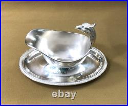Saucière aigle sur plateau CHRISTOFLE modèle MALMAISON métal argenté Table sauce