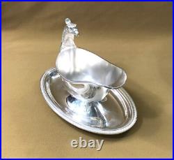 Saucière aigle sur plateau CHRISTOFLE modèle MALMAISON métal argenté Table sauce