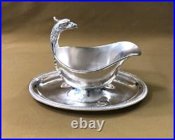 Saucière aigle sur plateau CHRISTOFLE modèle MALMAISON métal argenté Table sauce