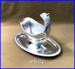 Saucière aigle sur plateau CHRISTOFLE modèle MALMAISON métal argenté Table sauce