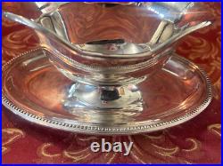 Saucière métal argenté Christofle collection Gallia modele perles d'époque XXème
