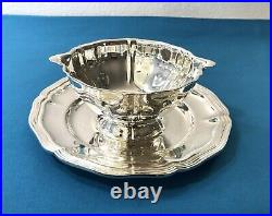 Saucière sur plat Modèle FILET CHINON métal argenté 20cm ETAT NEUF no christofle