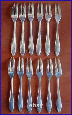 Série 12 Fourchettes À Condiments Crustacé Christofle Métal Argenté Modèle Albi