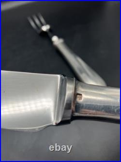 Service A Découper Christofle Fourchette & Couteau Métal Argenté Modèle Spatours