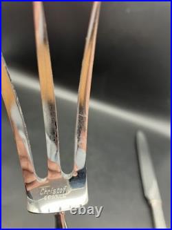 Service A Découper Christofle Fourchette & Couteau Métal Argenté Modèle Spatours