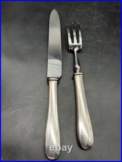 Service A Découper Christofle Fourchette & Couteau Métal Argenté Modèle Spatours