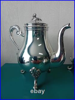 Service à café / thé CHRISTOFLE modèle Pompadour métal argenté