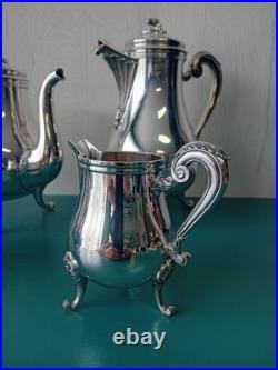 Service à café / thé CHRISTOFLE modèle Pompadour métal argenté