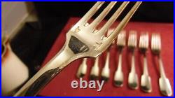 Service de 9 fourchettes de table en métal argenté Christofle modèle Cluny